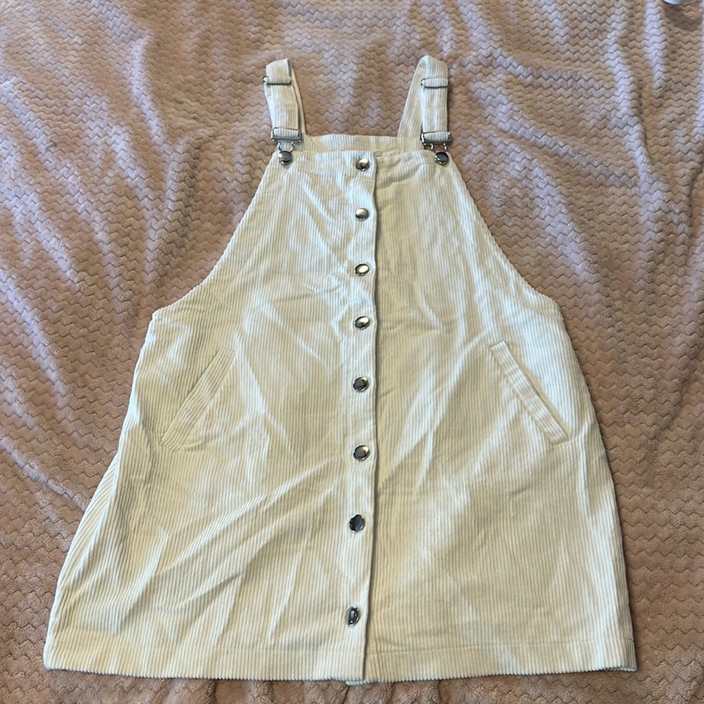 white button up overall dress francesca’s size medium